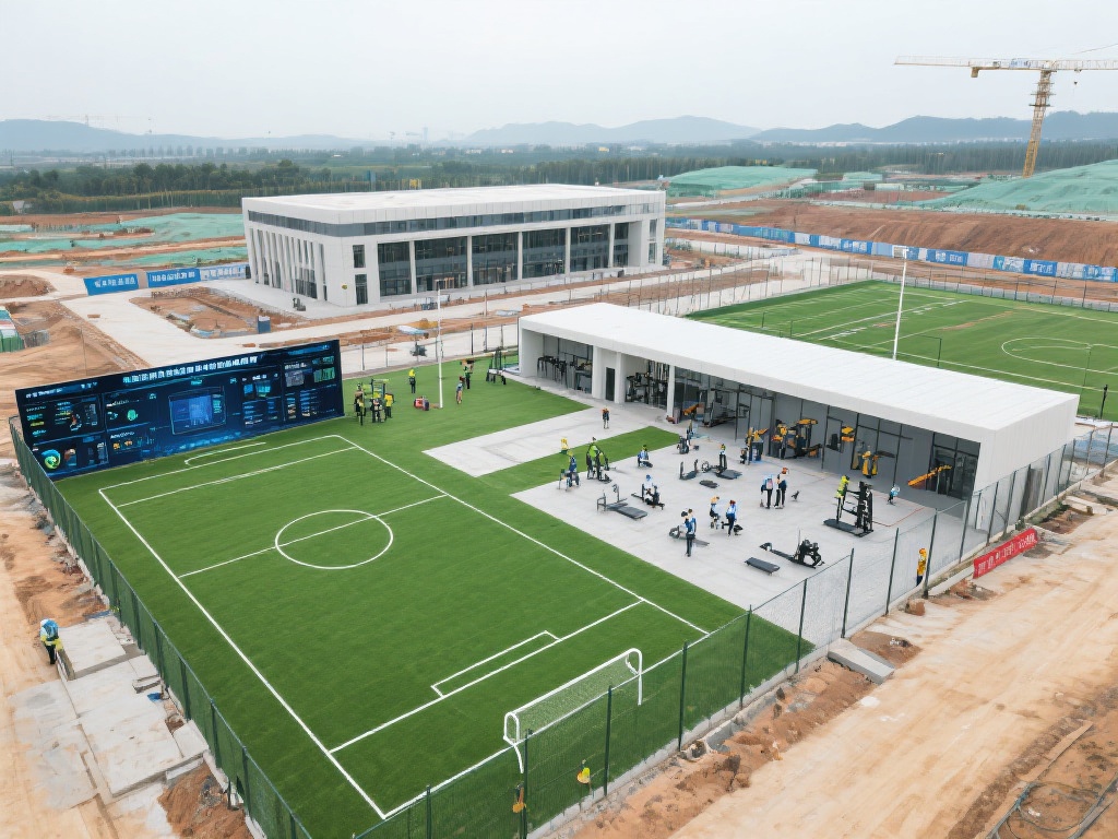 其次，配套设施的建设也在同步推进。包括训练场、健身